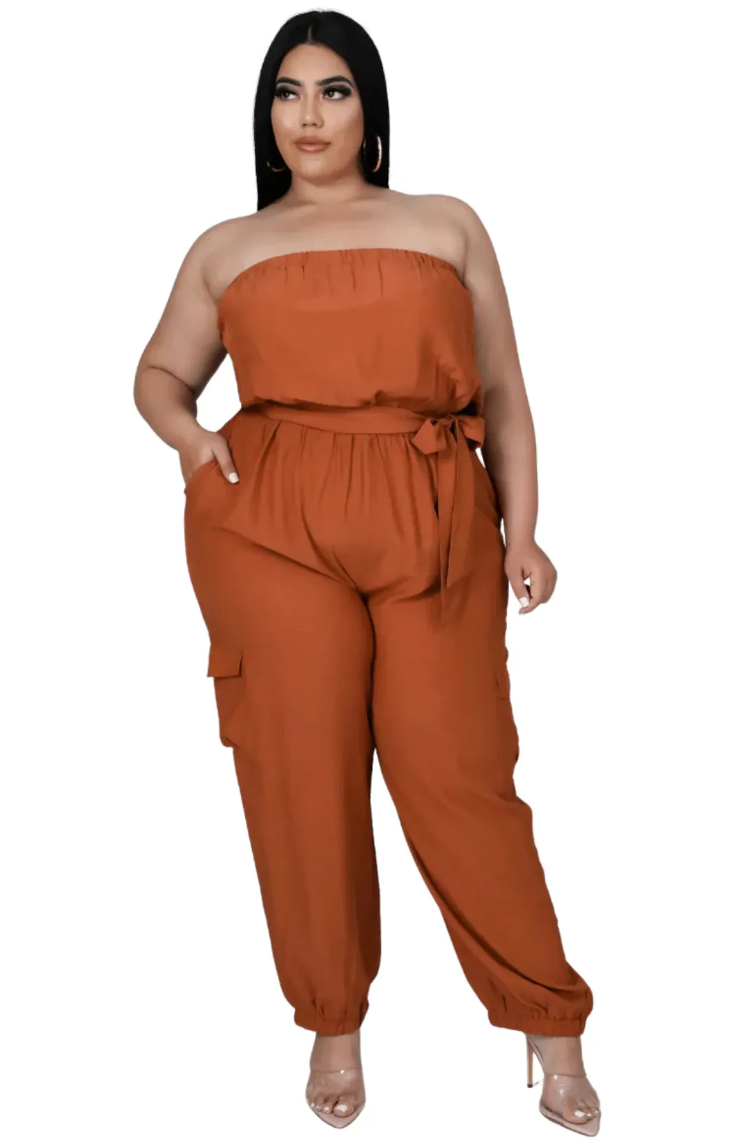 Strapless Jumpsuit - Cognac