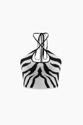 Stripe Halter Neck Knit Cami Top