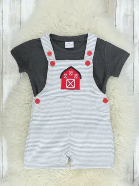 Striped Barn Overall Set