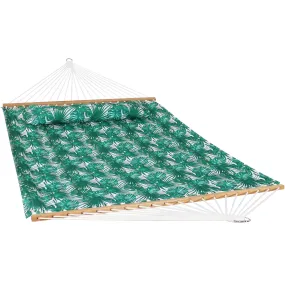 Sunnydaze 2-Person Fabric Spreader Bar Hammock and Pillow