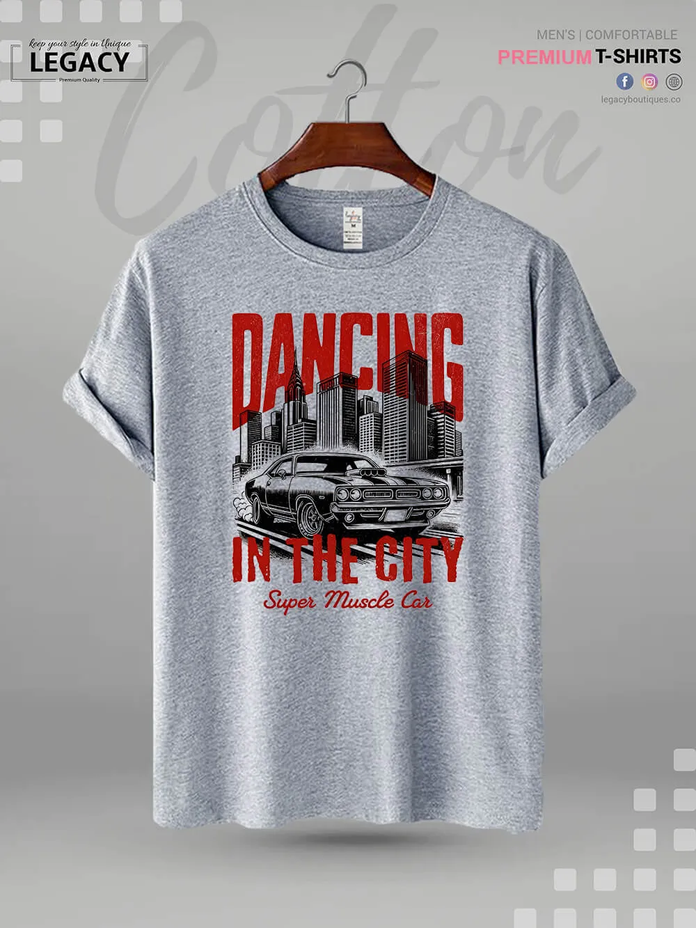 Super Muscle Car Dancing In The City High Quality Men's T-Shirt In Lowest Price