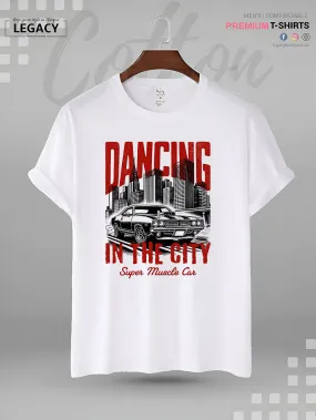 Super Muscle Car Dancing In The City High Quality Men's T-Shirt In Lowest Price