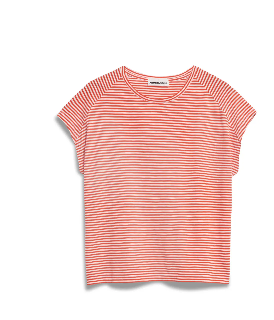 t-shirt - oneliaa striped - poppy red / oatmilk
