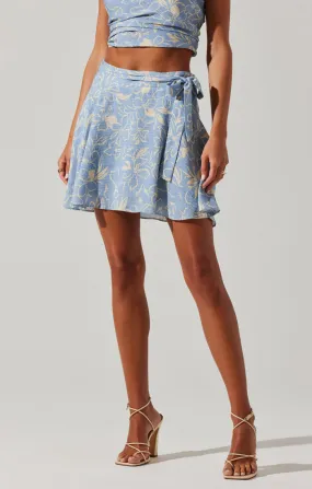 Tazia Blue White Floral Skirt