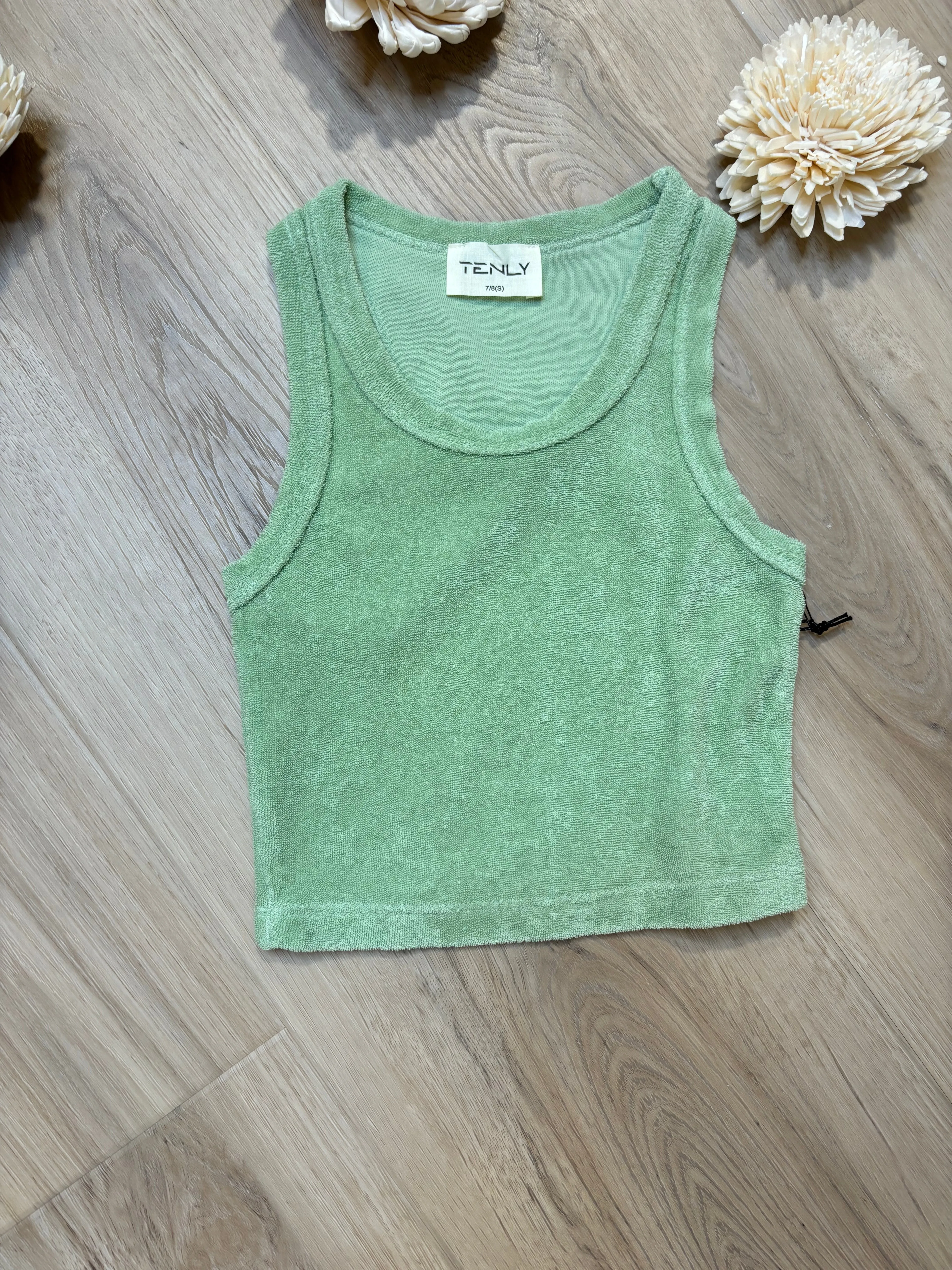 TEN Terry Cloth Racerback Tank in Pistachio Green