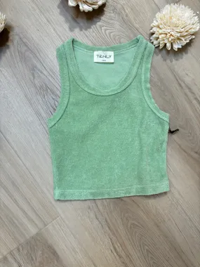 TEN Terry Cloth Racerback Tank in Pistachio Green