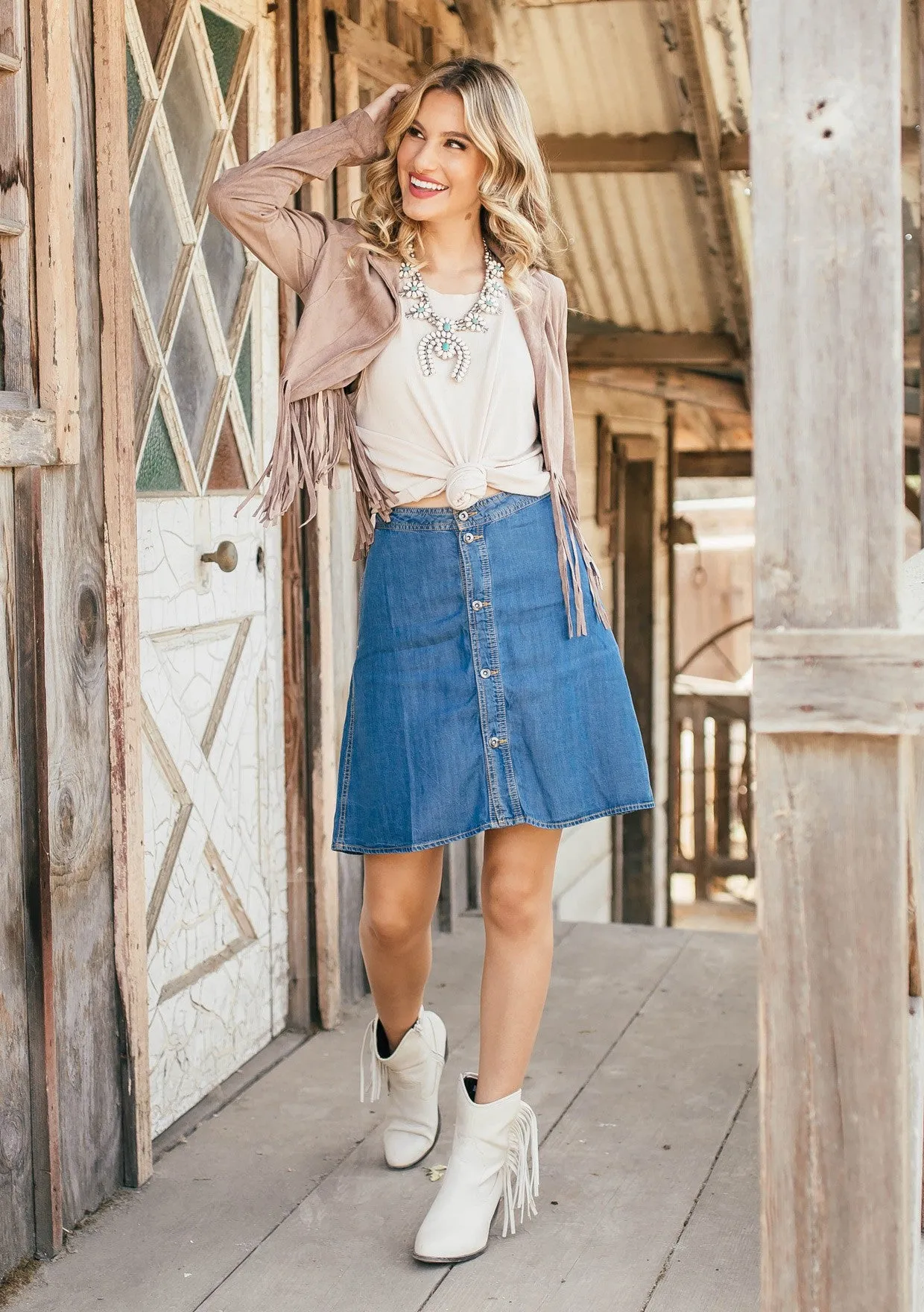 Tencel Knee Length Skirt
