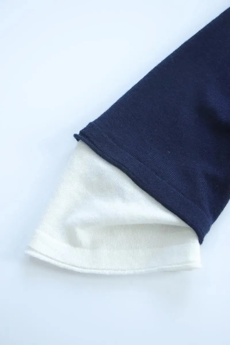 Tencel Wool Double Layered Crew Neck Knit Top
