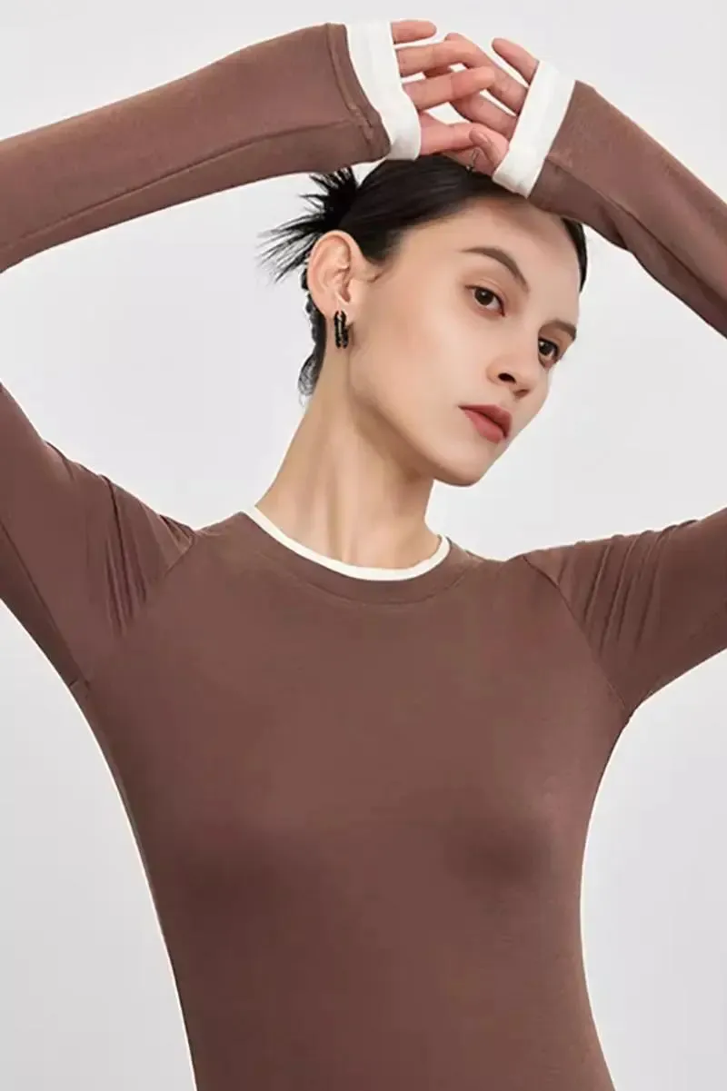 Tencel Wool Double Layered Crew Neck Knit Top