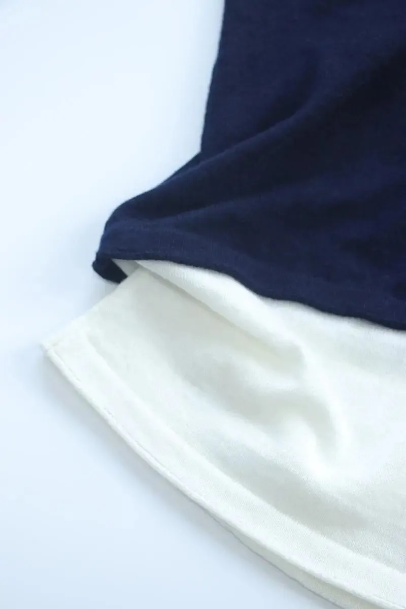Tencel Wool Double Layered Crew Neck Knit Top