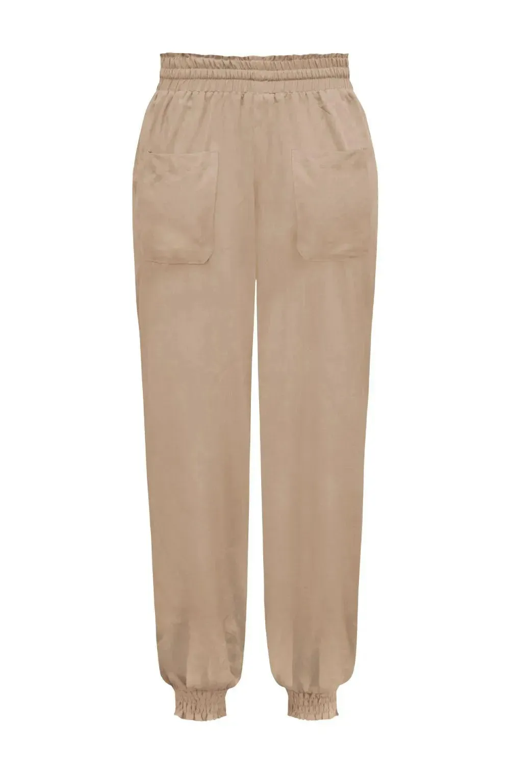 Tie Waist Long Joggers with Functional Pockets