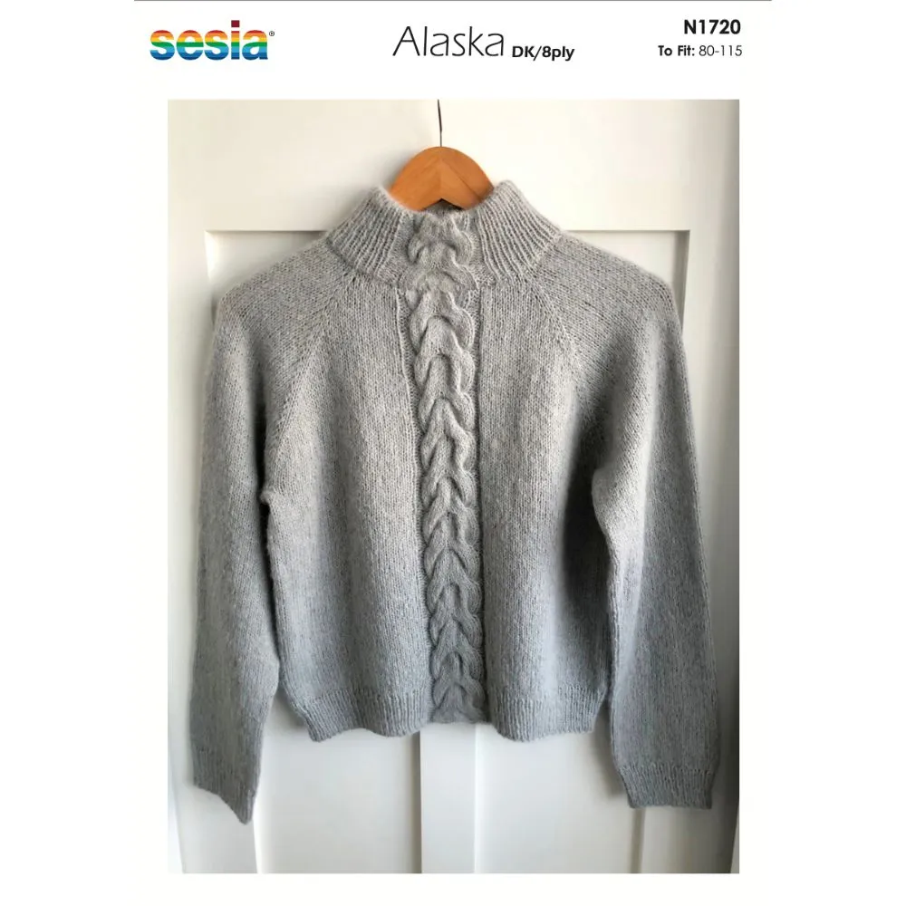 Top Down with Centre Panel Cabling Easy Fit Jumper Knitting Pattern (N1720)