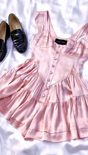 Vanessa Mooney Elizabeth Romper Dress - PINK SATIN