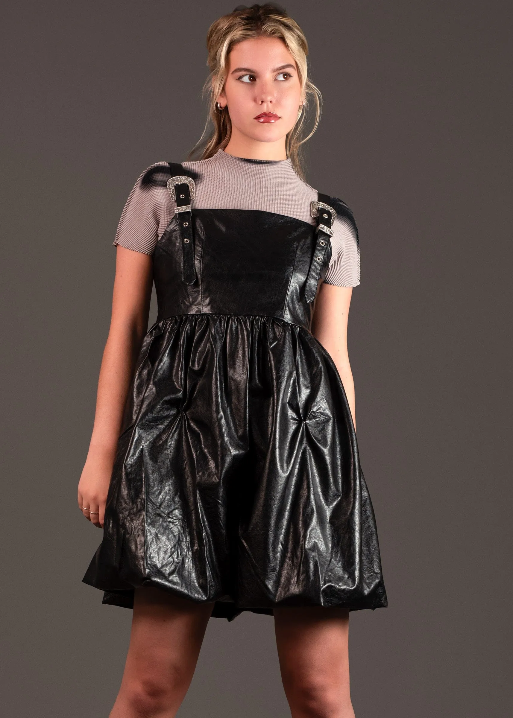 Vegan Buckle Overall Dress