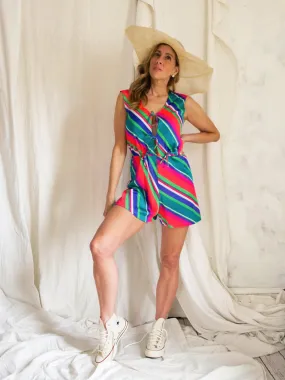 Vintage 60's Neon Stripe Romper