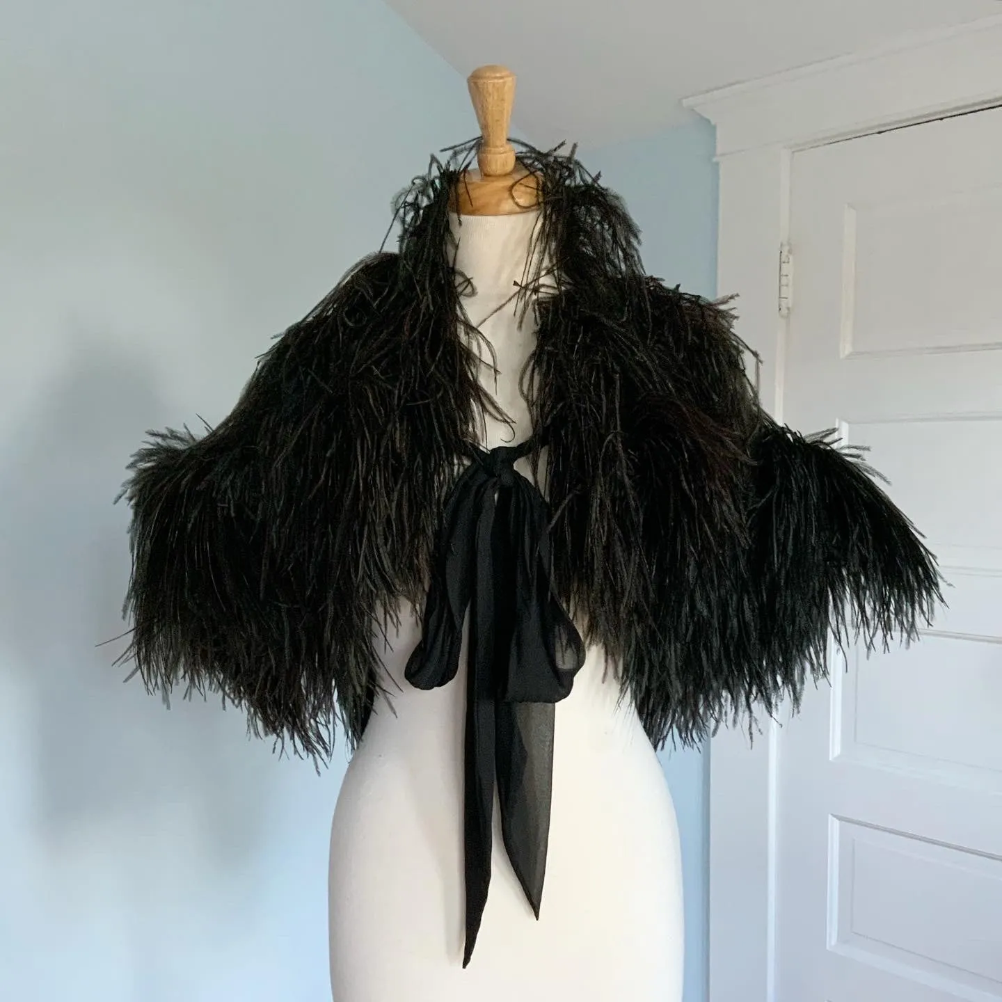 Vintage Ostrich Feather Cape on Satin by "The Ann Lawrence Collection - Santa Fe, NM"