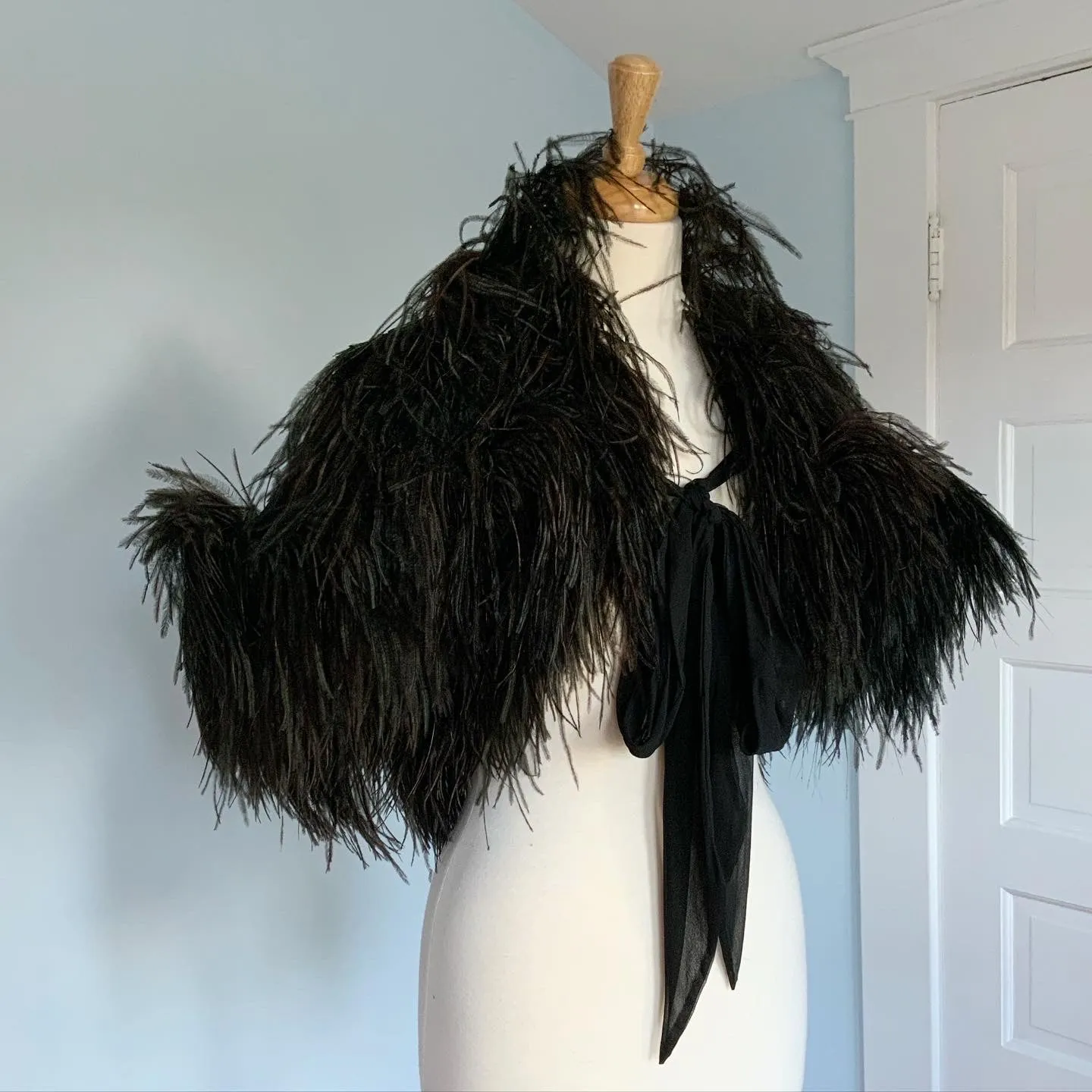 Vintage Ostrich Feather Cape on Satin by "The Ann Lawrence Collection - Santa Fe, NM"
