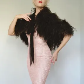Vintage Ostrich Feather Cape on Satin by "The Ann Lawrence Collection - Santa Fe, NM"