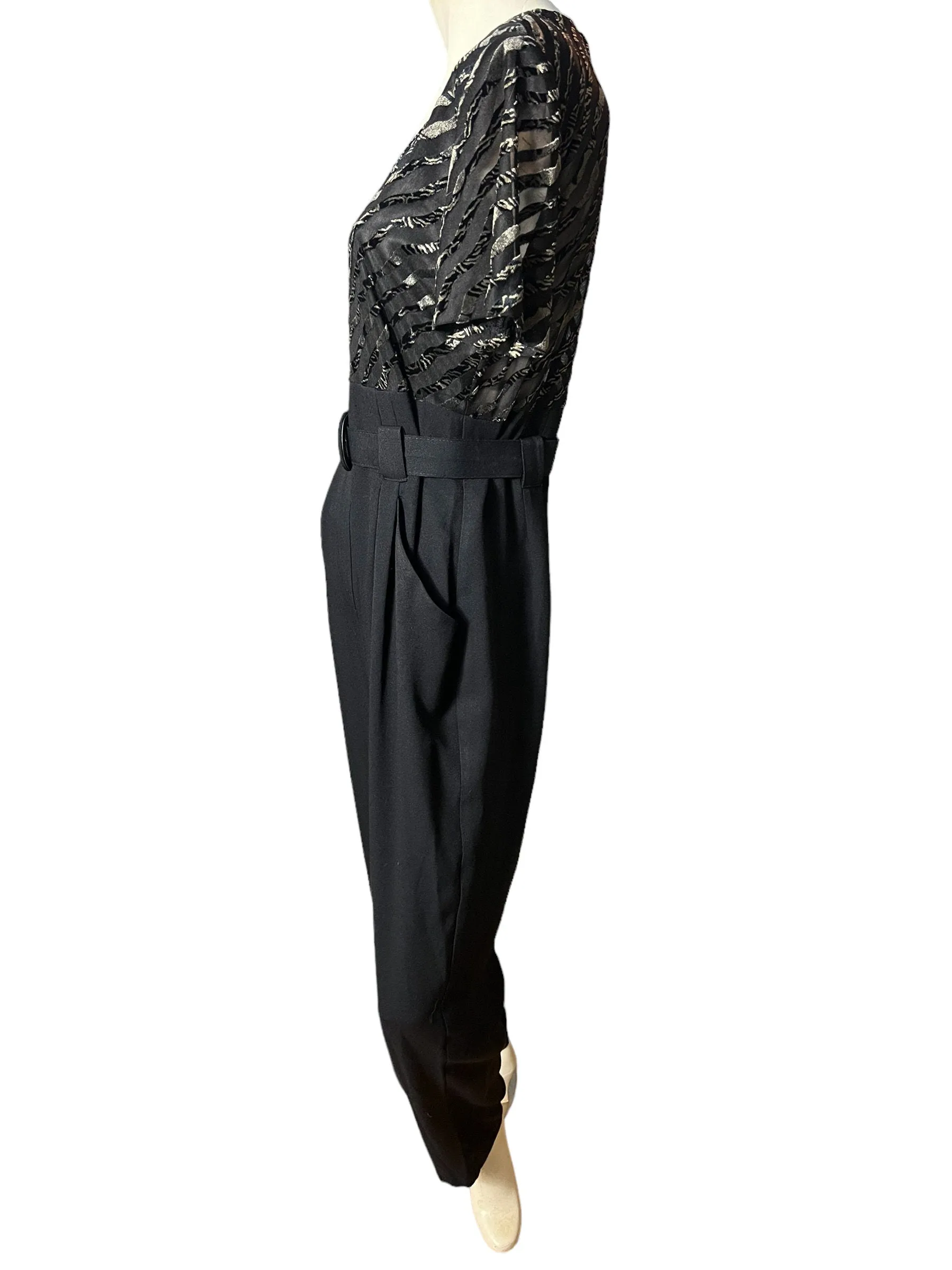 Vintages 80's black rayon jumpsuit L