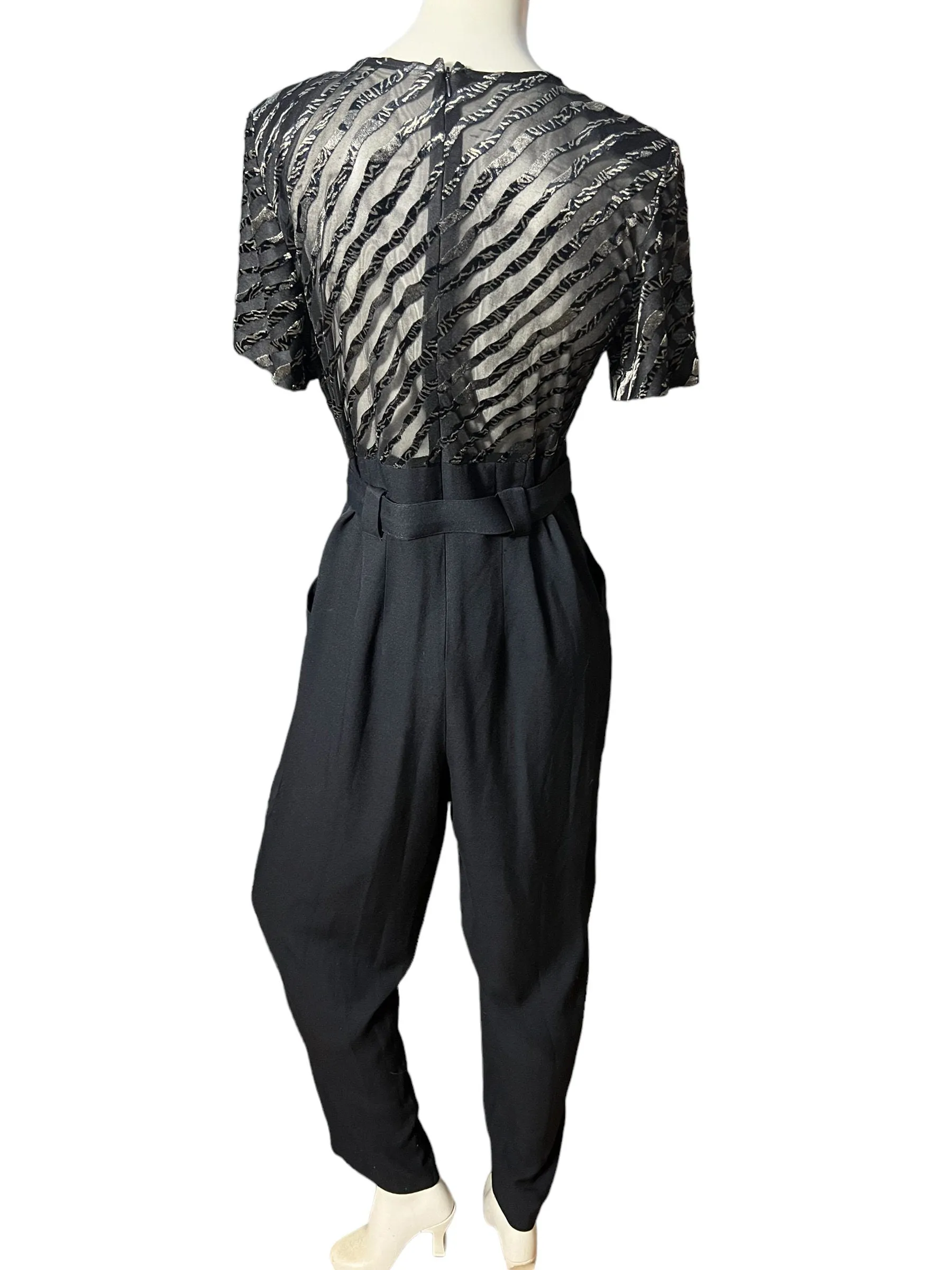 Vintages 80's black rayon jumpsuit L