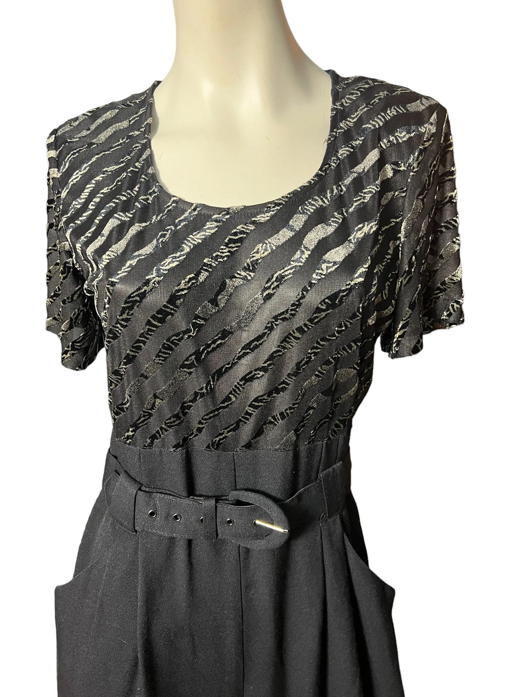Vintages 80's black rayon jumpsuit L