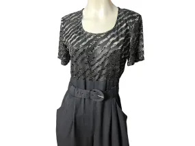 Vintages 80's black rayon jumpsuit L