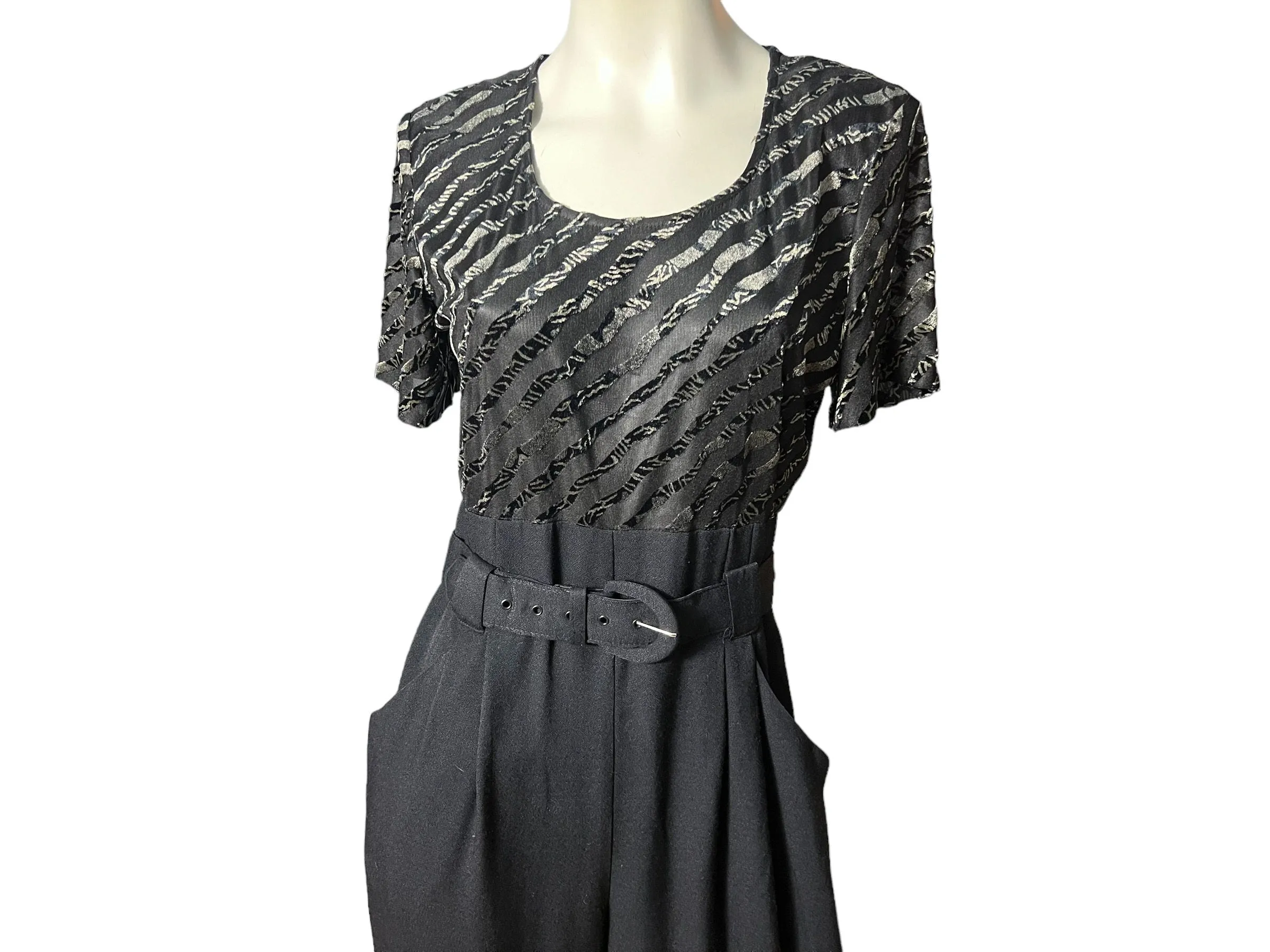 Vintages 80's black rayon jumpsuit L