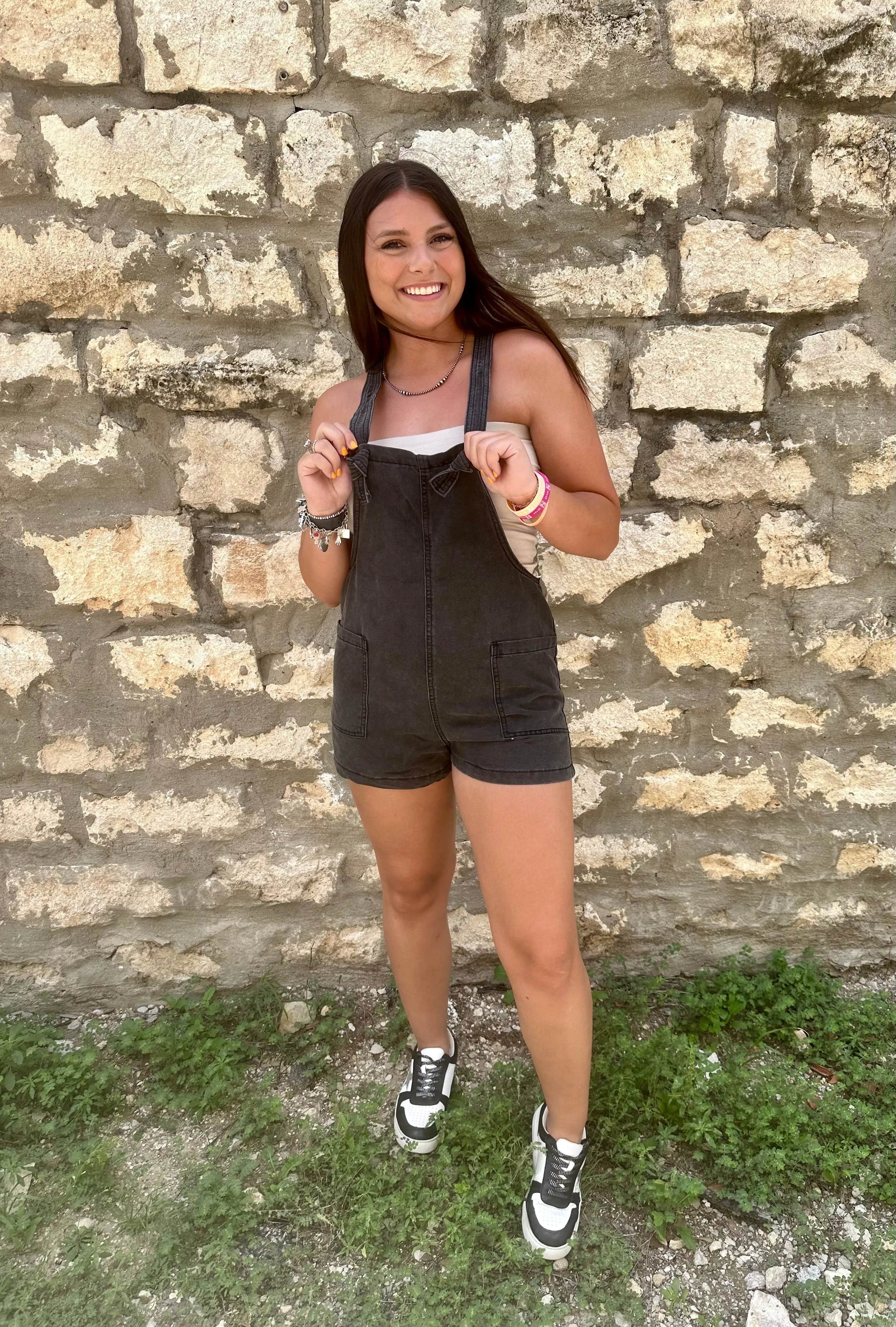 Washed Knot Romper