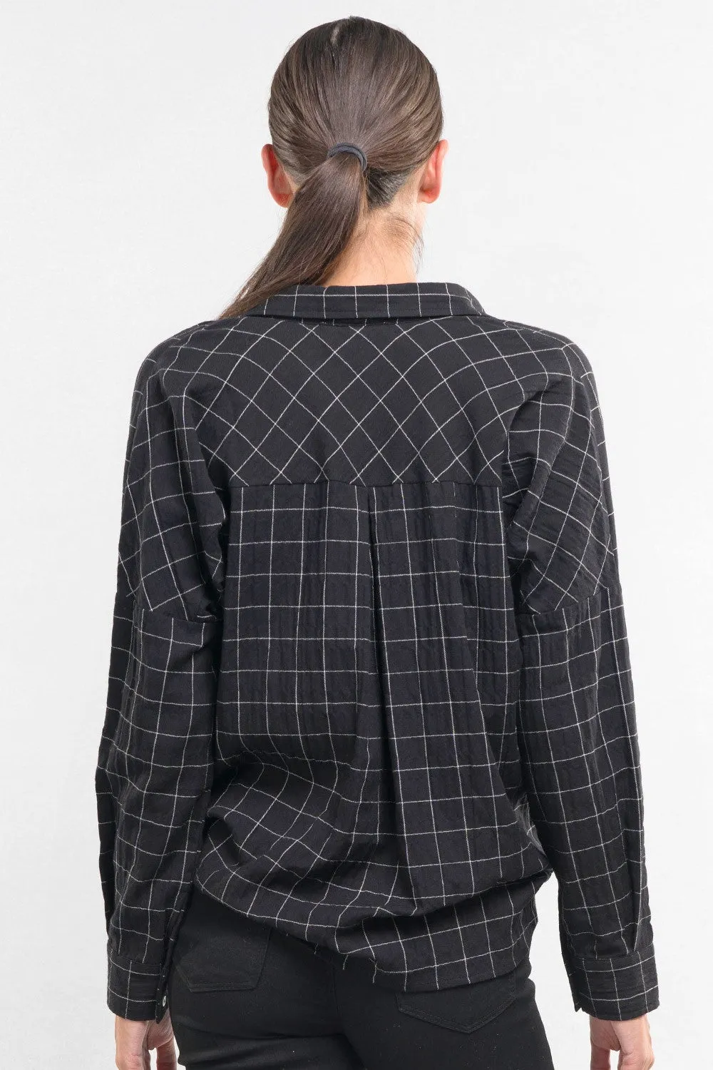 Windowpane Plaid Surplice Top