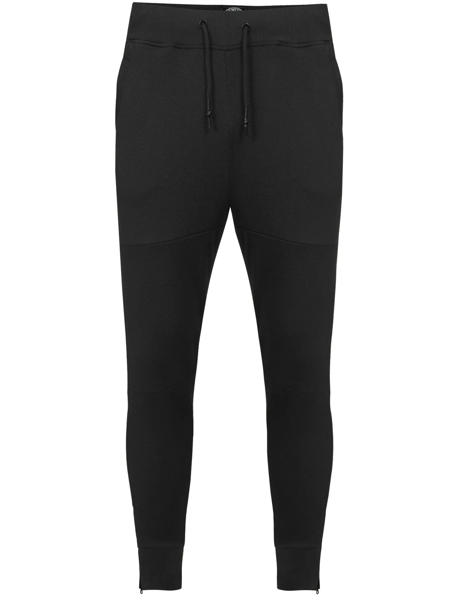 Winston Piqué Panel Cuffed Joggers in Black