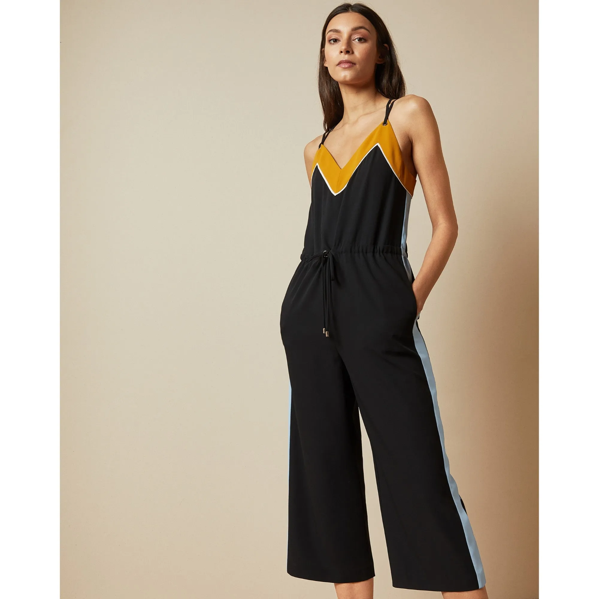 Women Darvva-Slip Style Contrast Side Jumpsuit - Black