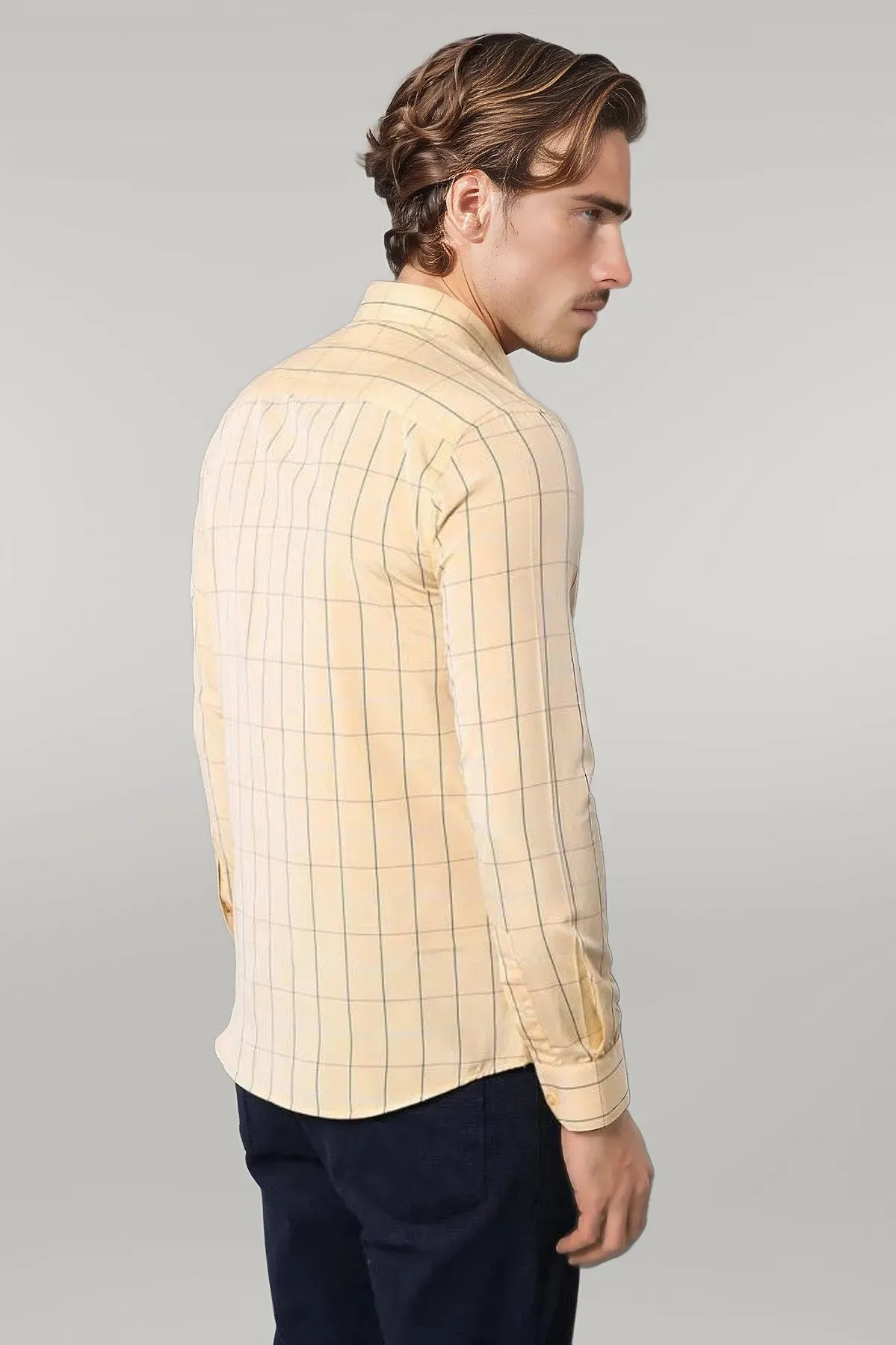 WSS Yellow Plaid Men's Shirt  - Singen