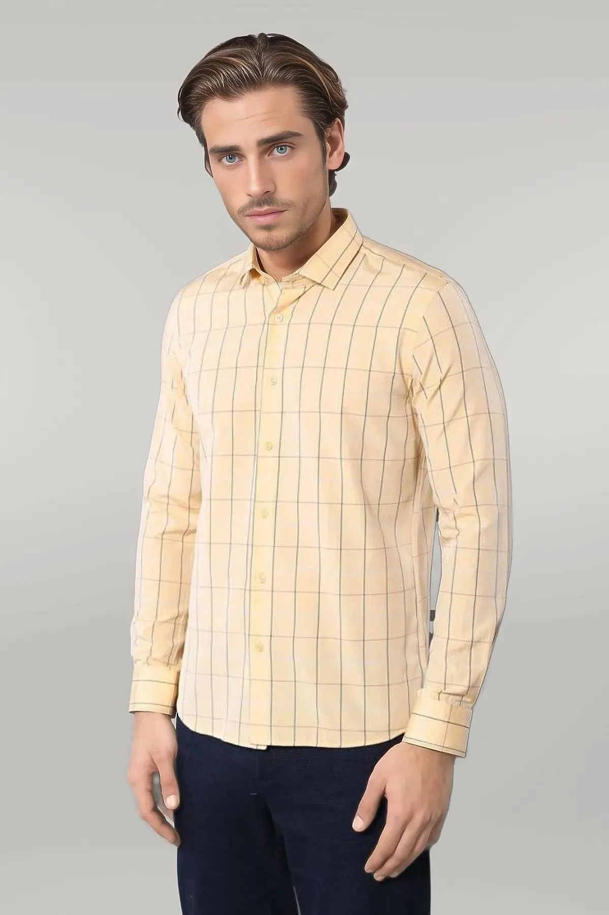 WSS Yellow Plaid Men's Shirt  - Singen