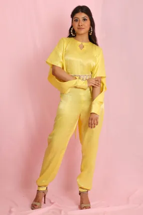 Yellow Flare Sleeves Jumpsuit